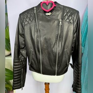 Alice & Olivia Black Leather Moto Jacket